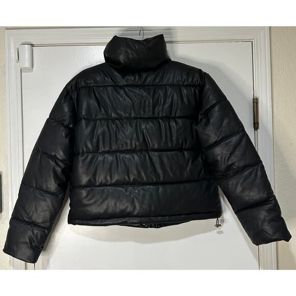 Avec Les Filles Faux Leather Black Puffer Jacket Size XS NWT Oversized - Picture 12 of 16
